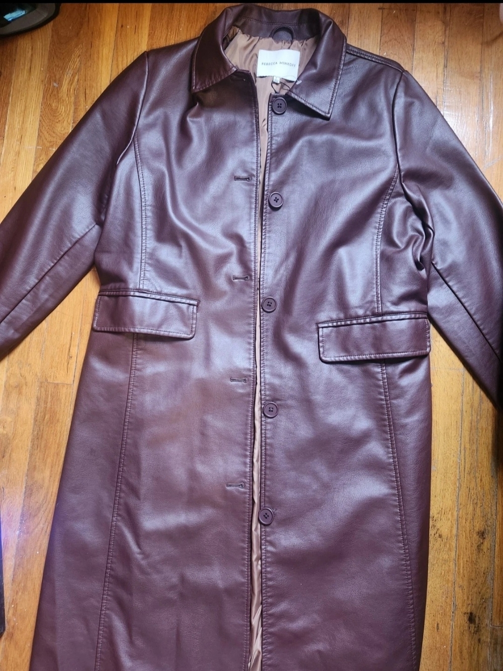 Rebecca Minkoff Brown Faux Leather Trench Coat